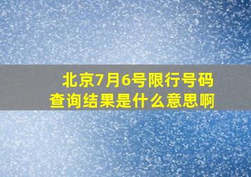 北京7月6号限行号码查询结果是什么意思啊