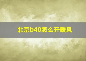 北京b40怎么开暖风