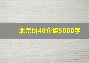 北京bj40介绍5000字