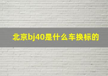 北京bj40是什么车换标的