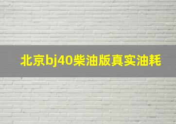 北京bj40柴油版真实油耗