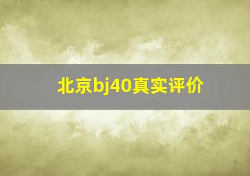 北京bj40真实评价