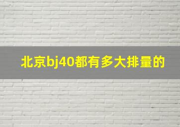 北京bj40都有多大排量的