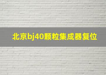 北京bj40颗粒集成器复位