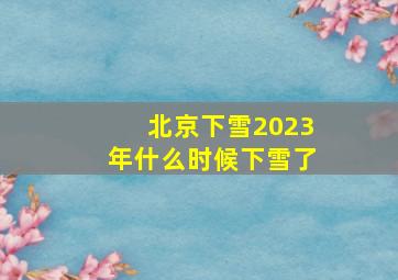 北京下雪2023年什么时候下雪了