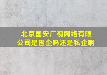 北京国安广视网络有限公司是国企吗还是私企啊