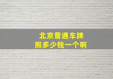 北京普通车牌照多少钱一个啊