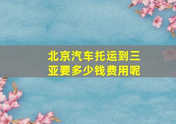 北京汽车托运到三亚要多少钱费用呢