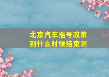 北京汽车摇号政策到什么时候结束啊