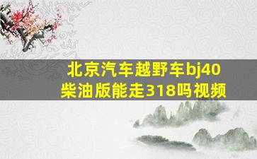 北京汽车越野车bj40柴油版能走318吗视频