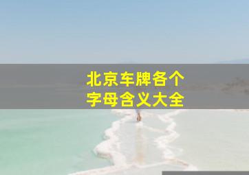 北京车牌各个字母含义大全