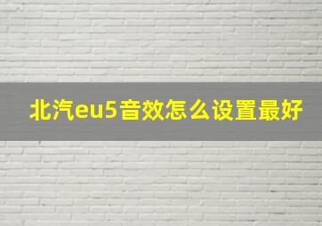 北汽eu5音效怎么设置最好