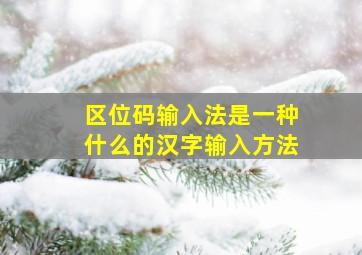 区位码输入法是一种什么的汉字输入方法