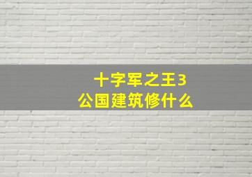 十字军之王3公国建筑修什么