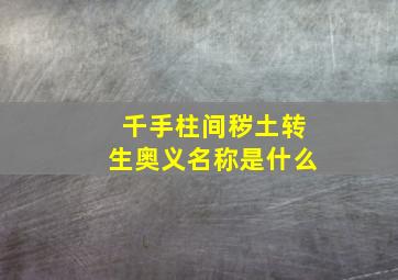 千手柱间秽土转生奥义名称是什么