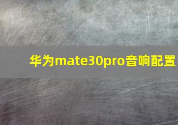 华为mate30pro音响配置