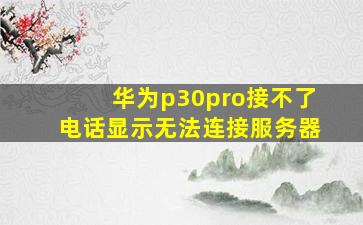 华为p30pro接不了电话显示无法连接服务器