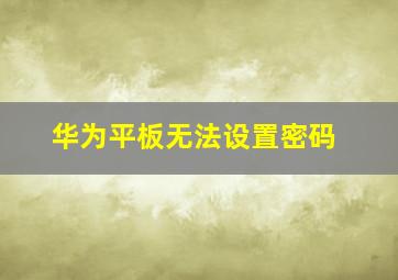 华为平板无法设置密码