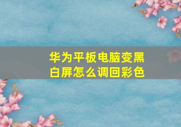 华为平板电脑变黑白屏怎么调回彩色