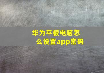 华为平板电脑怎么设置app密码