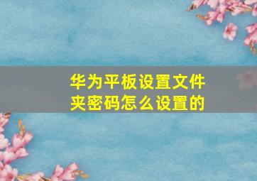 华为平板设置文件夹密码怎么设置的