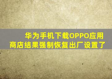 华为手机下载OPPO应用商店结果强制恢复出厂设置了