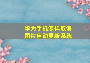 华为手机怎样取消图片自动更新系统