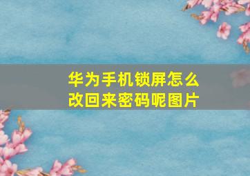 华为手机锁屏怎么改回来密码呢图片