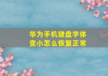 华为手机键盘字体变小怎么恢复正常