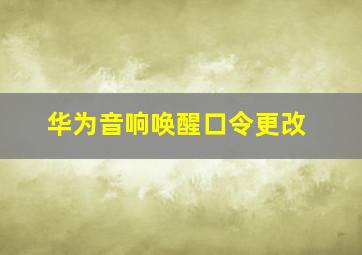 华为音响唤醒口令更改