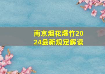 南京烟花爆竹2024最新规定解读