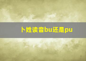 卜姓读音bu还是pu