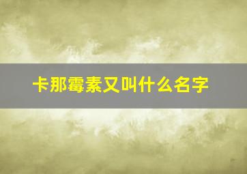 卡那霉素又叫什么名字