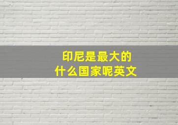 印尼是最大的什么国家呢英文