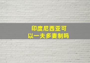 印度尼西亚可以一夫多妻制吗