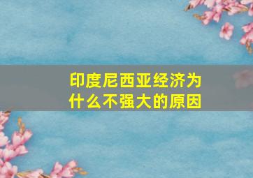 印度尼西亚经济为什么不强大的原因