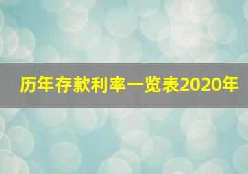 历年存款利率一览表2020年