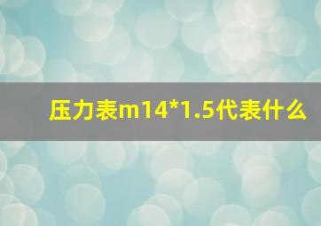 压力表m14*1.5代表什么