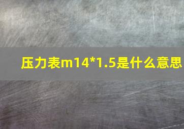 压力表m14*1.5是什么意思