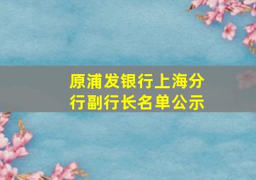 原浦发银行上海分行副行长名单公示