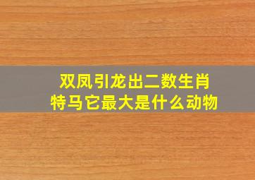 双凤引龙出二数生肖特马它最大是什么动物