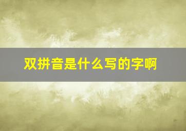 双拼音是什么写的字啊