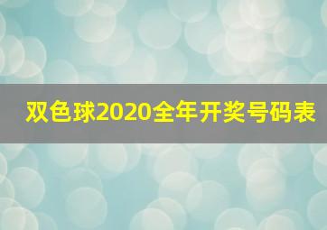 双色球2020全年开奖号码表