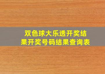 双色球大乐透开奖结果开奖号码结果查询表