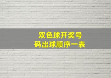 双色球开奖号码出球顺序一表