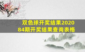 双色球开奖结果202084期开奖结果查询表格