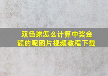 双色球怎么计算中奖金额的呢图片视频教程下载