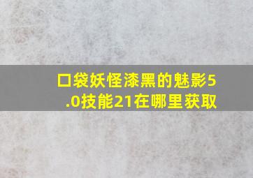 口袋妖怪漆黑的魅影5.0技能21在哪里获取