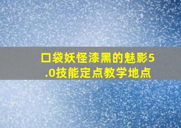 口袋妖怪漆黑的魅影5.0技能定点教学地点