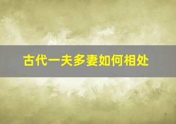 古代一夫多妻如何相处